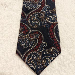 Dark blue paisley tie by Claybrooke, 100% silk, new